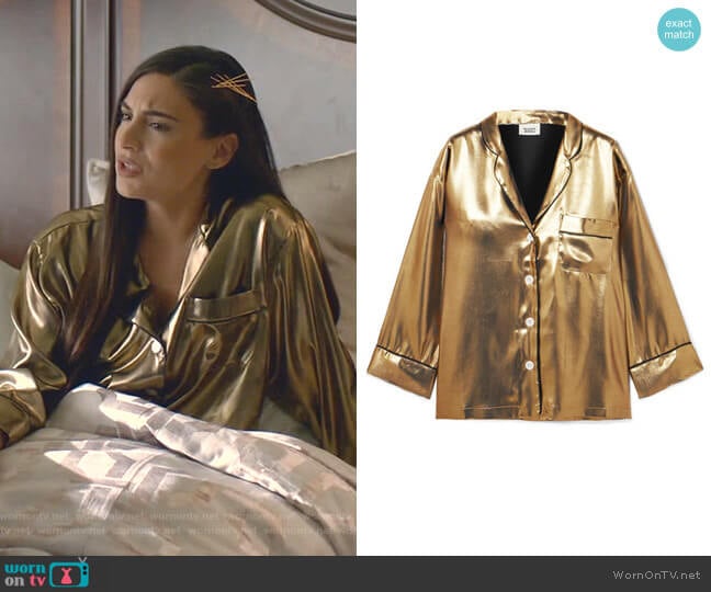 Marina Shirt by Sleepy Jones worn by Cristal Jennings (Daniella Alonso) on Dynasty