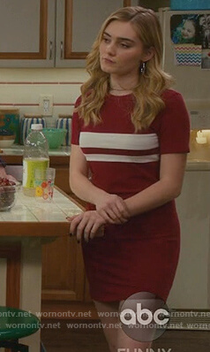 Taylor's red striped mini dress on American Housewife