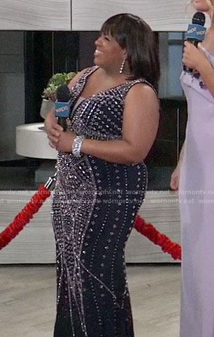 Sydney’s navy bead embellished Nurse’s Ball gown on General Hospital