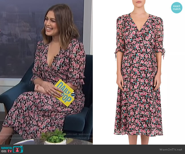 Candy Flowers Printed Wrap Dress by The Kooples worn by Carissa Loethen Culiner  on E! News