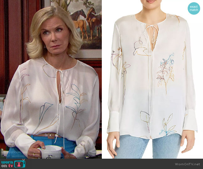 Theory Nature Silk Chiffon Tunic worn by Brooke Logan (Katherine Kelly Lang) on The Bold & the Beautiful