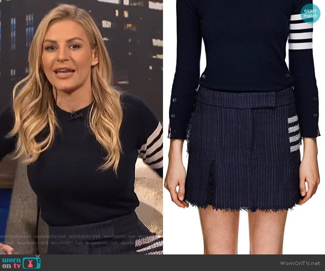 Striped Tweed Miniskirt by Thom Browne worn by Morgan Stewart on E! News