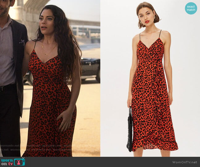 Topshop Leopard Print Ruffle Slip Dress worn by Eve (Inbar Lavi) on Lucifer