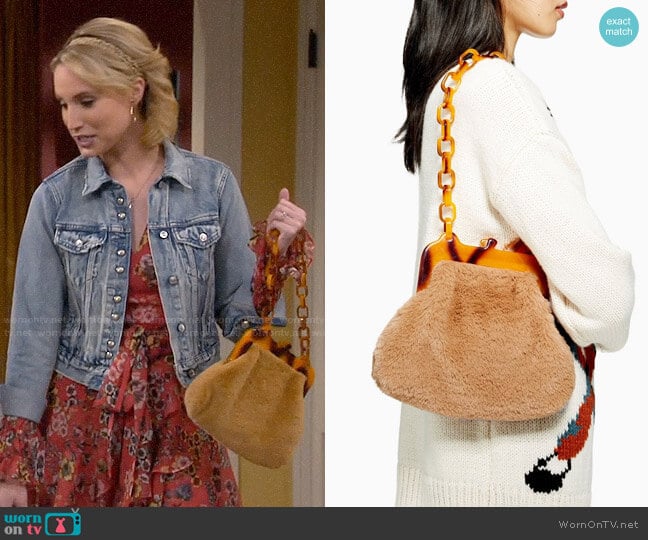 Topshop Faux Fur Frame Tortoiseshell Shoulder Bag worn by Mandy Baxter (Molly McCook) on Last Man Standing