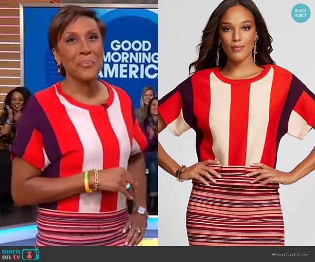 Colorblock Sweater - Gabrielle Union Collection by New York & Company worn by Robin Roberts on Good Morning America