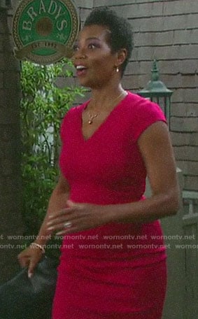 Valerie’s pink v-neck sheath dress on Days of our Lives