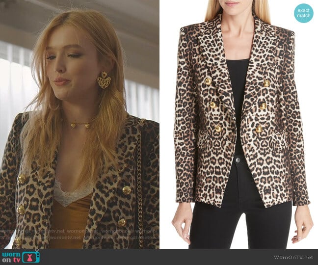 Miller Leopard Print Dickey Jacket by Veronica Beard worn by Kirby Anders (Maddison Brown) on Dynasty