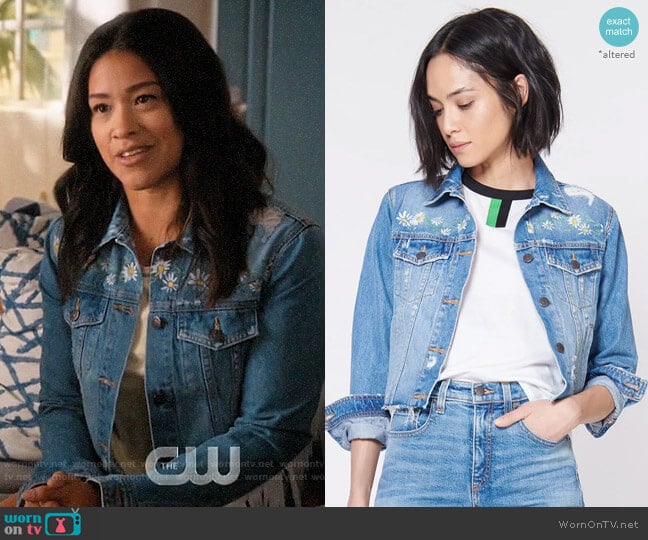 Veronica Beard x Kate Schelter Cara Jean Jacket worn by Jane Villanueva (Gina Rodriguez) on Jane the Virgin