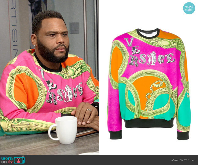 Versace Baroque Print Logo Sweater worn by Andre Johnson (Anthony Anderson) on Black-ish