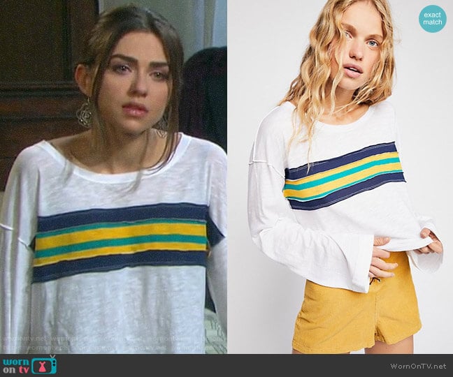 Free People We The Free Ziggy Tee in Sport Combo worn by Ciara Brady (Victoria Konefal) on Days of our Lives