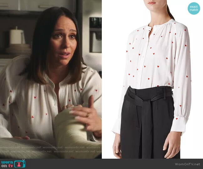 Embroidered Heart Blouse by Whistles worn by Maddie Kendall (Jennifer Love Hewitt) on 9-1-1