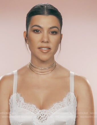 Kourtney’s white lace cami on Keeping Up with the Kardashians