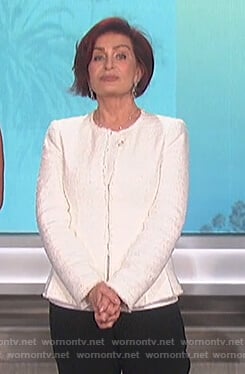 Sharon’s white tweed jacket on The Talk