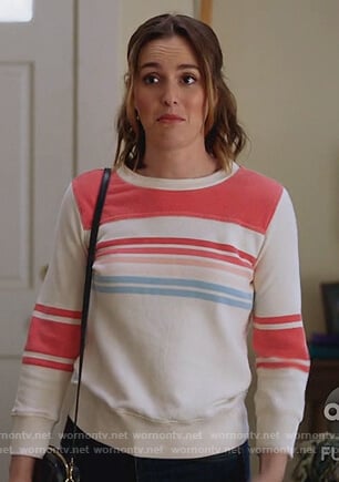 Angie’s white striped sweatshirt on Single Parents