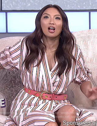 Jeannie's striped asymmetric dress on The Real