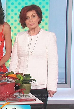 Sharon’s white tweed jacket on The Talk