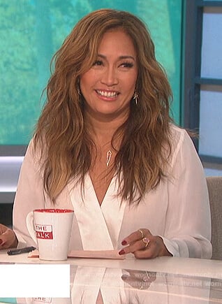 Carrie’s white wrap blouse on The Talk