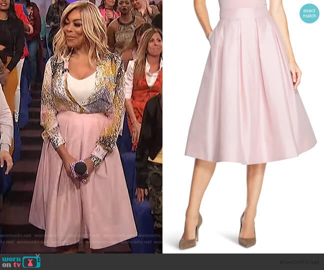 Pleated Taffeta Skirt by White House Black Market worn by Wendy Williams on The Wendy Williams Show