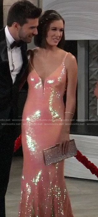 Willow’s pink sequin Nurse’s Ball gown on General Hospital