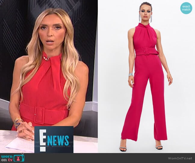 Jumpsuit with Belt by Zara worn by Giuliana Rancic on E! News