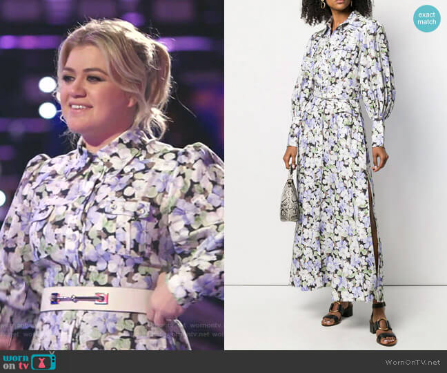 Floral Print Shirt Dress by Zimmermann worn by Kelly Clarkson on The Voice