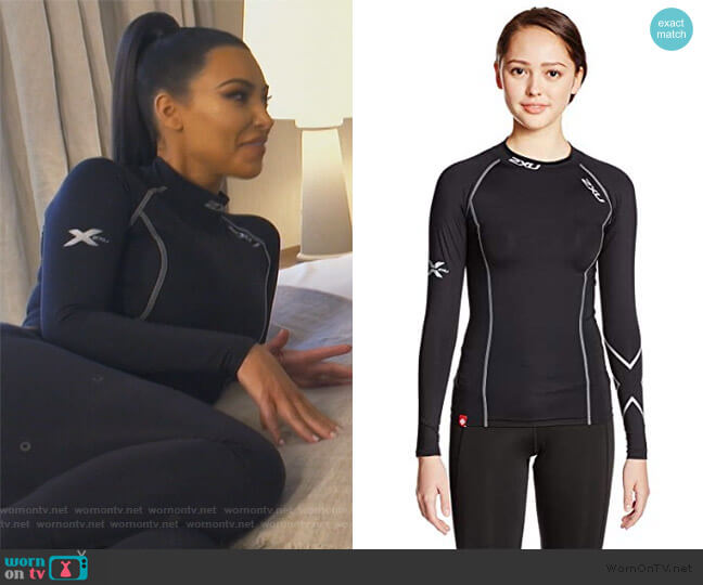 Compression Long Sleeve Top by 2XU worn by Kim Kardashian  on Keeping Up with the Kardashians