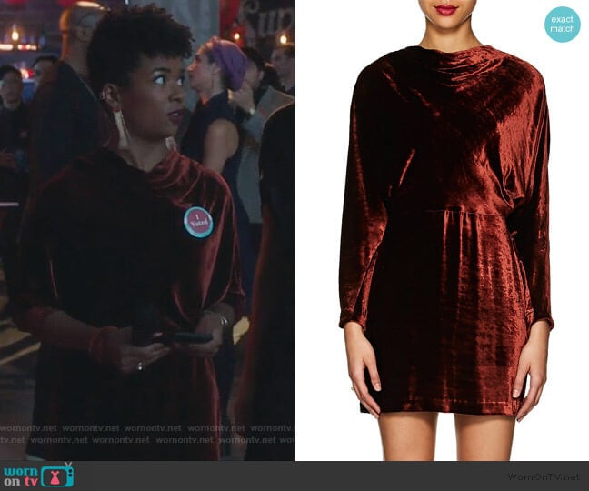 Marin Velvet Fitted Dress by A.L.C. worn by Tia Clayton (Alexis Floyd) on The Bold Type