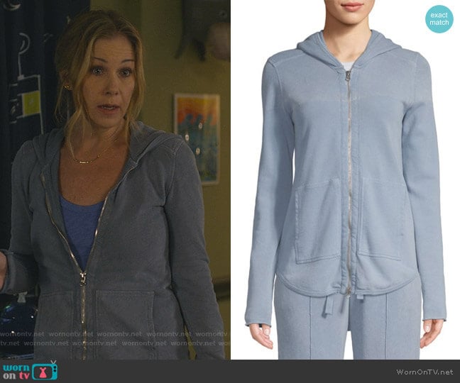 French Terry Zip-Up Hoodie by ATM Anthony Thomas Melillo worn by Jen Harding (Christina Applegate) on Dead to Me