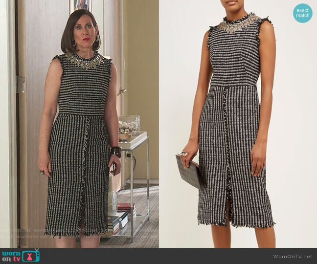 Crystal-Embroidered Tweed dress by Alexander McQueen worn by Diana Trout (Miriam Shor) on Younger