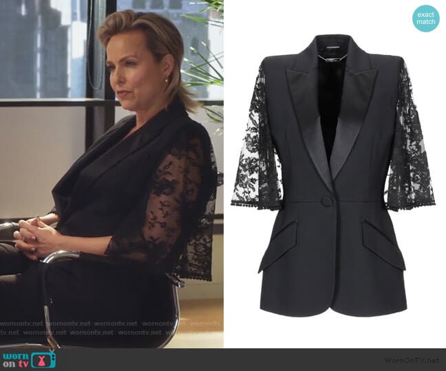 Lace Cape Sleeve Jacket by Alexander McQueen worn by Jacqueline (Melora Hardin) on The Bold Type