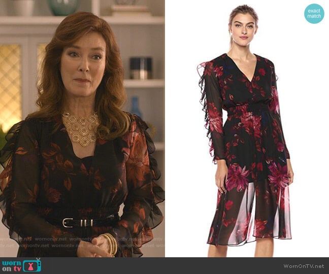 Endless Love Ruffle Sleeve Floral Midi Dress by Ali & Jay worn by Lorna Harding (Valerie Mahaffey) on Dead to Me