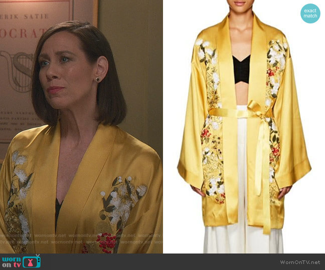 Harmony Floral Silk Long Kimono by Alice Archery worn by Diana Trout (Miriam Shor) on Younger