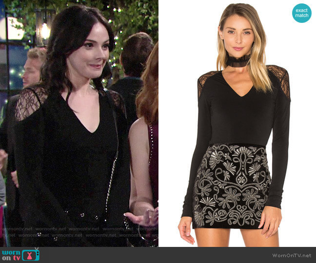 Alice + Olivia Nancey Bodysuit  worn by Tessa Porter (Cait Fairbanks) on The Young & the Restless