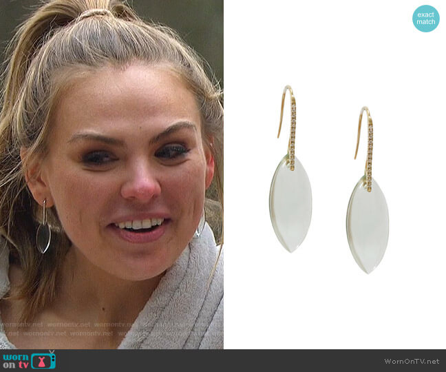 Annalise Earrings Yellow Gold Green Amethyst by Meredith Marks worn by Hannah Brown  on The Bachelorette