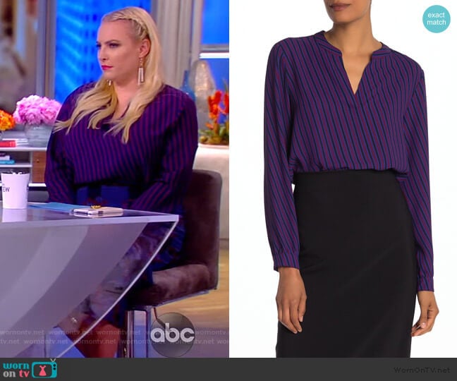 Oblique Stripe Split Neck Top by Anne Klein worn by Meghan McCain on The View