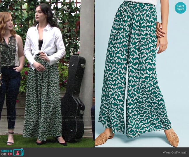 Anthropologie Maeve Acker Wide-Leg Pants worn by Tessa Porter (Cait Fairbanks) on The Young and the Restless