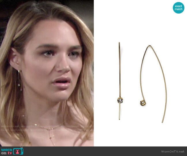 Aqua Alina Threader Earrings worn by Summer Newman (Hunter King) on The Young and the Restless