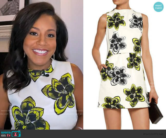 'Astrid' Floral Print Cotton Blend Mini Dress by Milly worn by Sheinelle Jones on Today