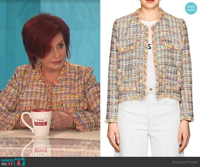 Frayed-Edge Tweed Jacket by Barneys New York worn by Sharon Osbourne on The Talk