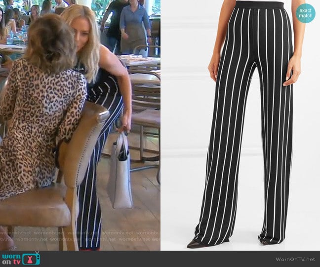 Striped Woven Wide-Leg Pants by Balmain worn by Dorit Kemsley on The Real Housewives of Beverly Hills