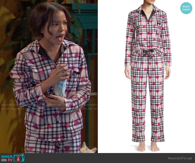 Betsey Johnson Two-piece Heart & Plaid Pajama Set worn by Nia Baxter (Navia Robinson) on Ravens Home