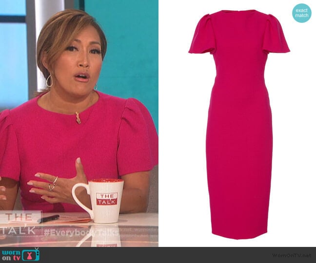 Flutter-Sleeve Crepe Midi Dress by Brandon Maxwell worn by Carrie Inaba on The Talk