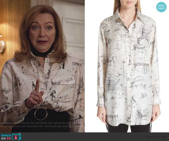 WornOnTV Lorraine’s white sketch print blouse on Designated Survivor