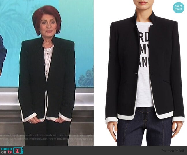 Maxine Contrast Trim Blazer by Cinq a Sept worn by Sharon Osbourne on The Talk