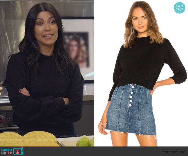 Milan Cropped Sweatshirt by Cotton Citizen worn by Kourtney Kardashian on Keeping Up with the Kardashians