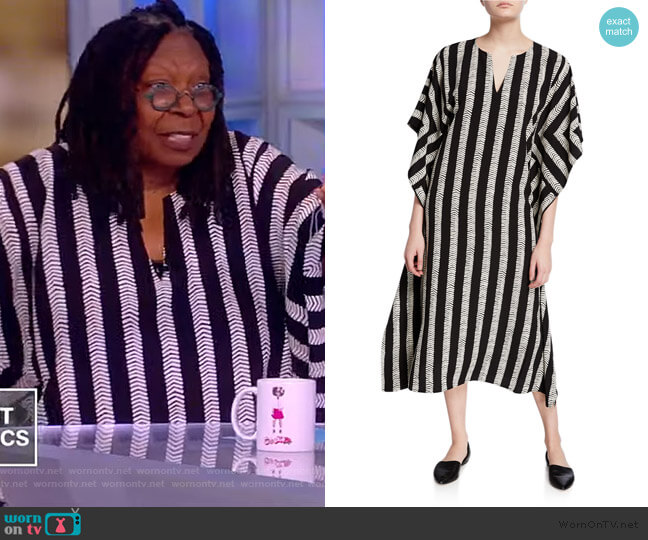 Half Herringbone Striped Long Kimono Dress by Dubgee by Whoopi worn by Whoopi Goldberg on The View