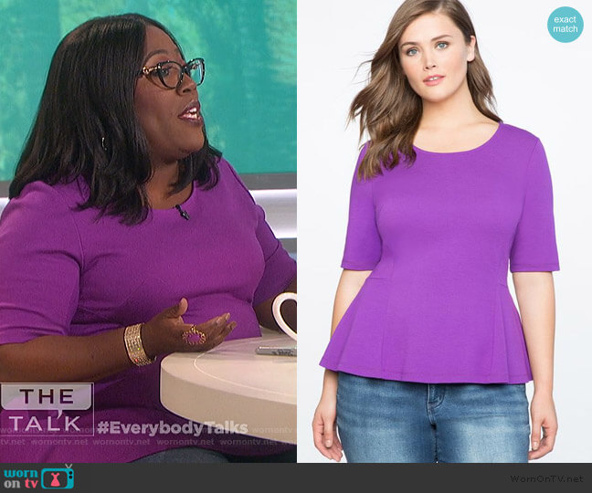 Peplum Top by Eloquii worn by Sheryl Underwood on The Talk