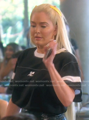 Erika's black Courreges logo print tee on The Real Housewives of Beverly Hills