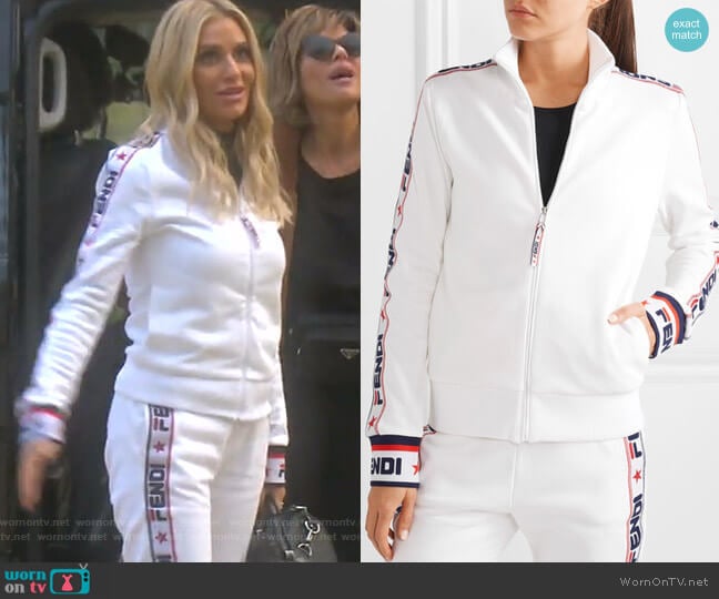 Embroidered Cotton-Blend Jersey Track Jacket by Fendi worn by Dorit Kemsley on The Real Housewives of Beverly Hills