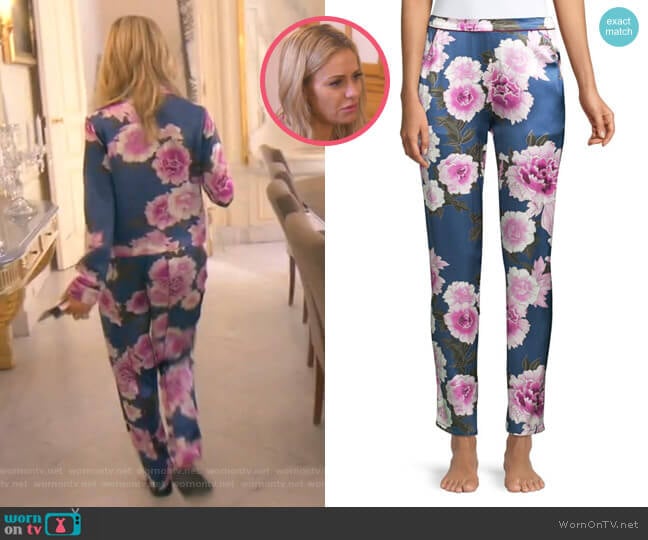 Contrast Back Seam Silk Pajama Pants by Fleur du Mal worn by Dorit Kemsley  on The Real Housewives of Beverly Hills